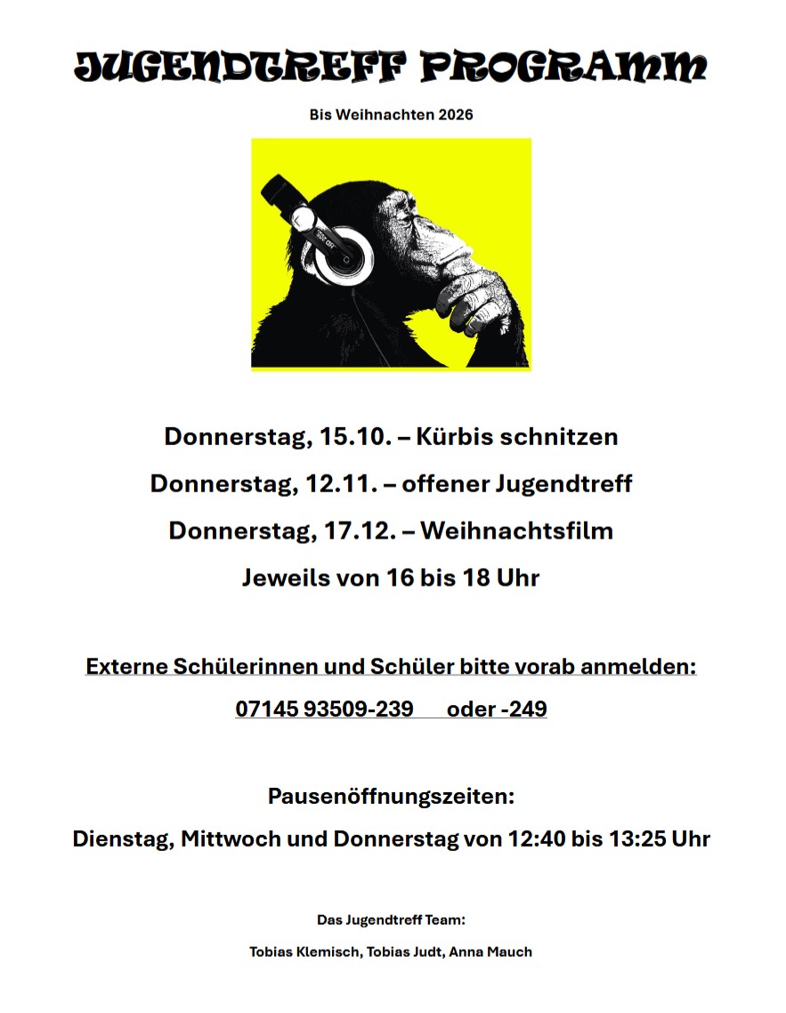Aktuelles Programm Jugendtreff bis Weihnachten 2025