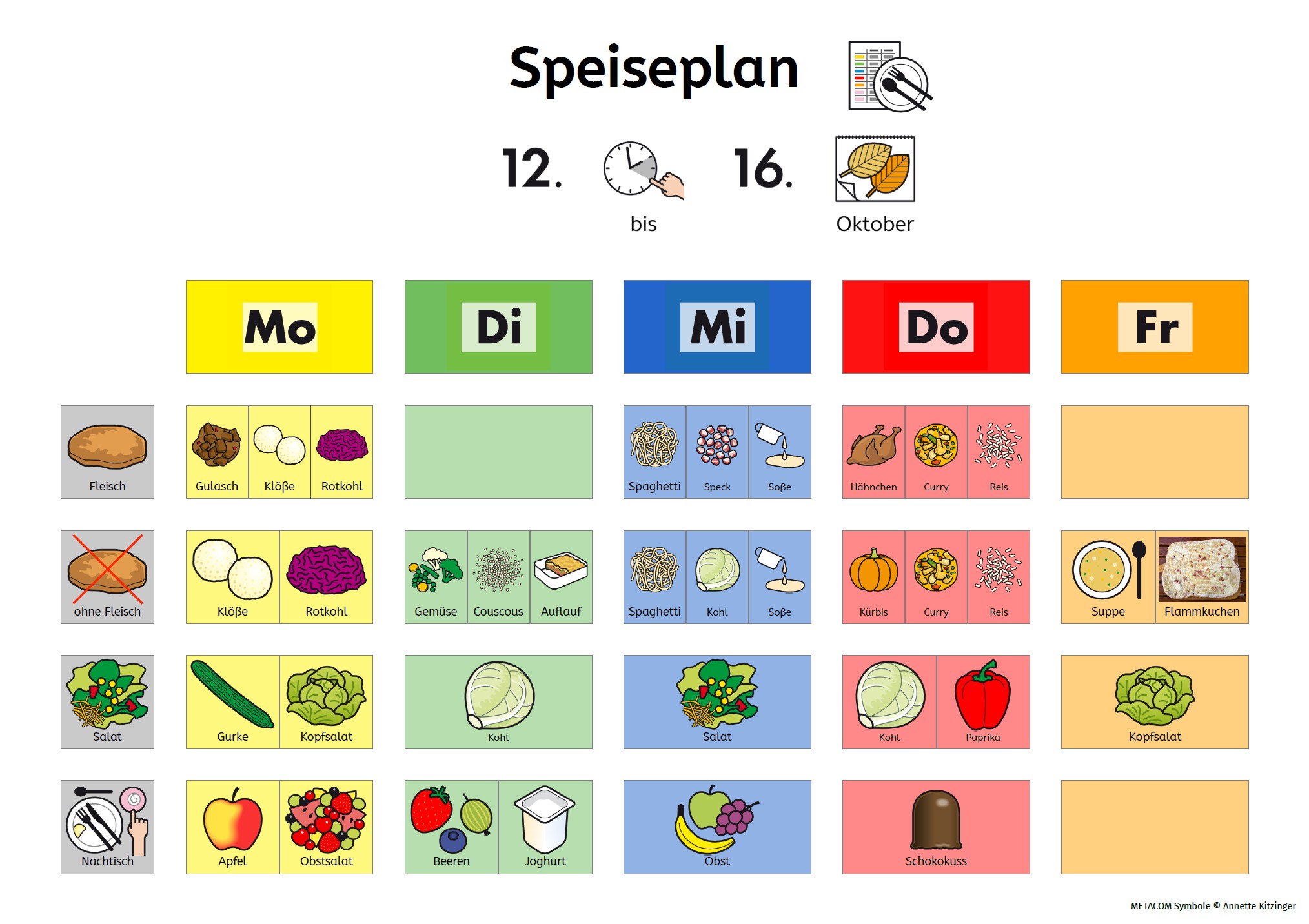 Speiseplan KW42 mit Symbolen