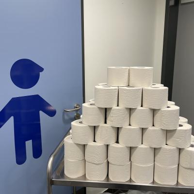 Ein Turm vom WC-Papierrollen